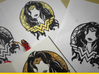 Wonder Woman Linogravure