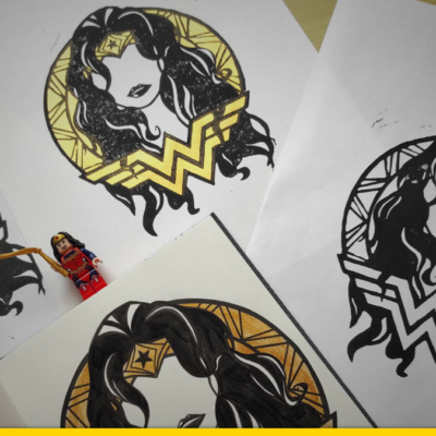 Wonder Woman Linogravure