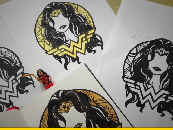 Wonder Woman Linogravure