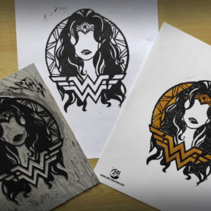 Wonder Woman Linogravure