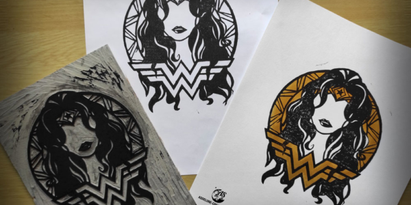 Wonder Woman Linogravure