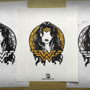 Wonder Woman Linogravure