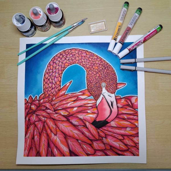 Illustration flamant rose