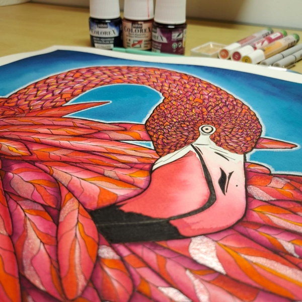 Illustration flamant rose