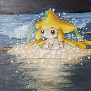 Carte Pokemon Girachi customisée peinture acrylique, As de Lune Création