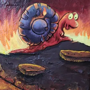 Carte Pokemon customisée Limagma Volcaropod, peinture acrylique décor lave et roche, fan art customisations As de Lune Création